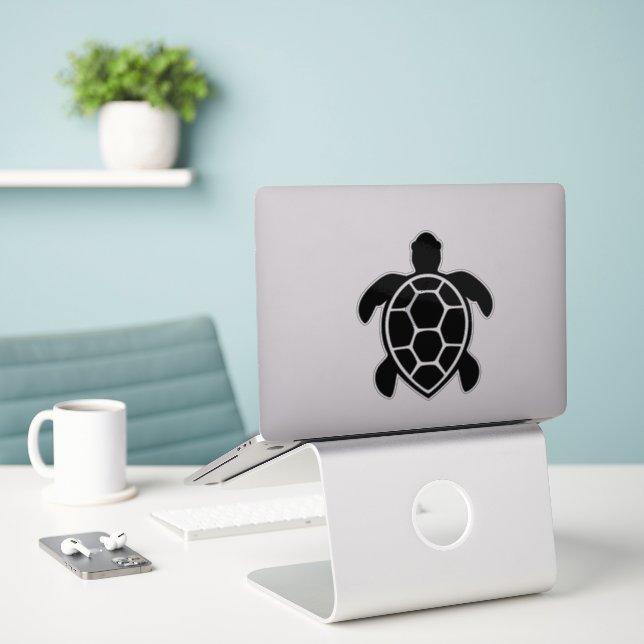 Sea Turtle Silhouette Minimalist (Laptop On Desk)