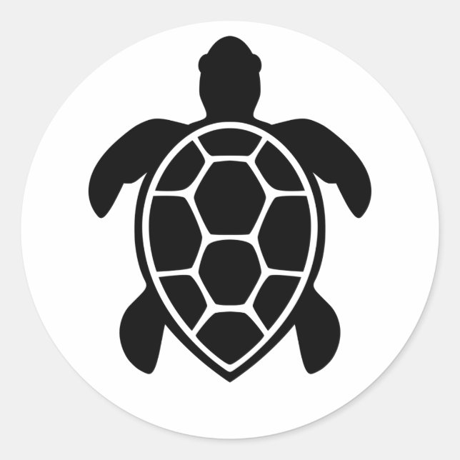 Sea Turtle Silhouette Minimalist Classic Round Sticker (Front)