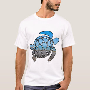 Sea turtle silhouette on summer blue beach waves T-Shirt