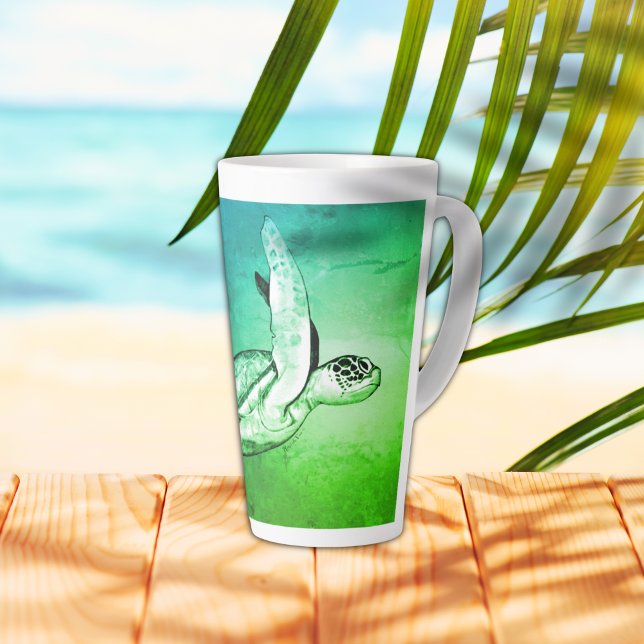 Sea Turtle Spirit Animal Original Art Latte Mug (Creator Uploaded)