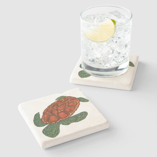 Sea Turtle Stone Coaster (Side)