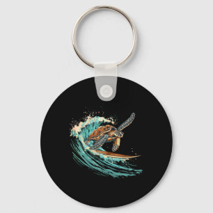 Sea Turtle Surfing Ocean Sea Turtle Ocean Sea Anim Keychain