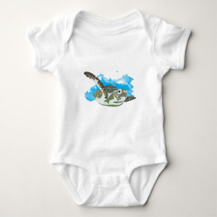 Sea Turtle Swimming  Baby Bodysuit
