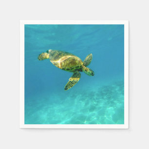 Sea Turtle swimming in turquoise ocean water Napkin