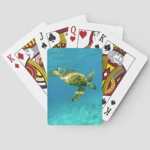 Sea Turtle swimming in turquoise ocean water Playing Cards