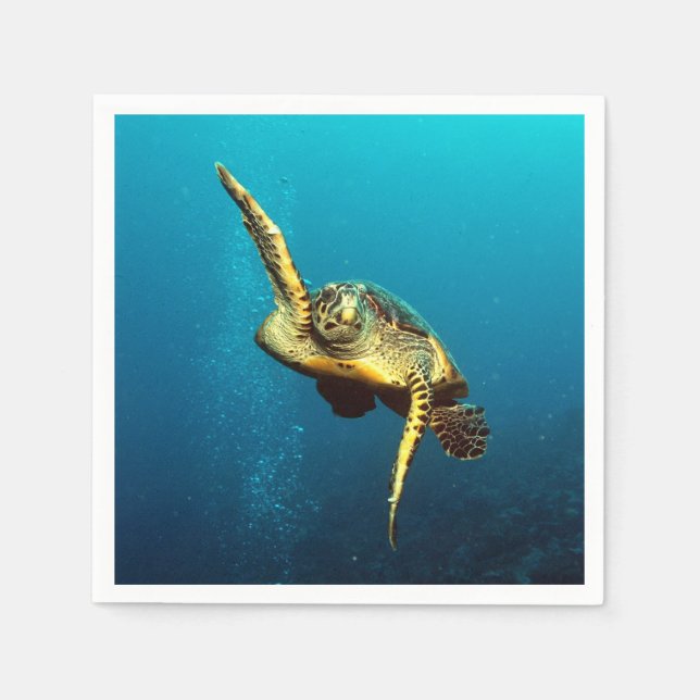 Sea Turtle Swimming Underwater Napkin (Front)