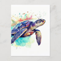 Sea Turtle Swimming watercolor painting