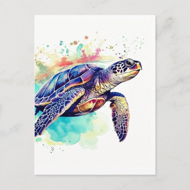 Sea Turtle Swimming watercolor painting Postcard (Front)