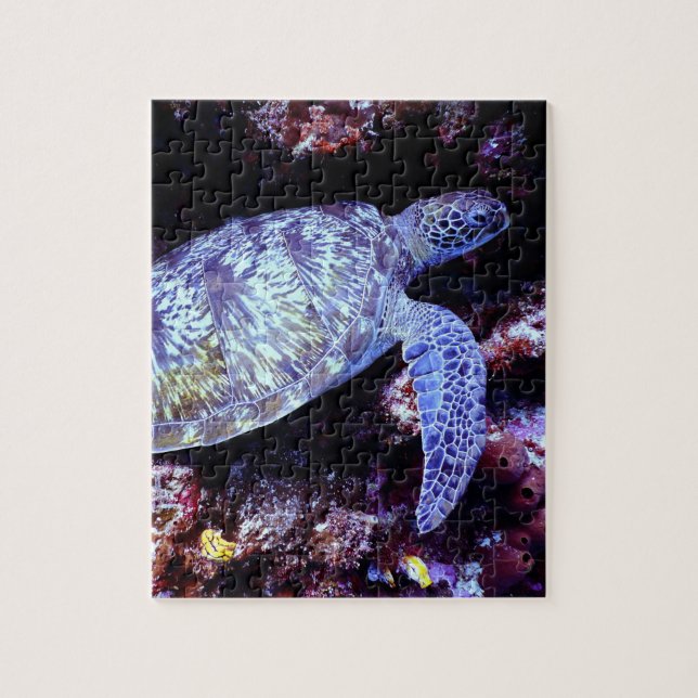 Sea Turtle Swimming with Live Coral Jigsaw Puzzle (Vertical)