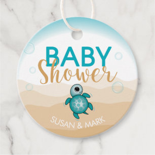 Sea Turtle Theme Baby Shower Circle Tag