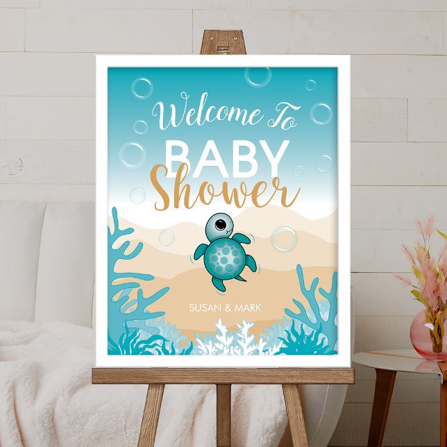 Sea turtle theme Baby Shower Welcome Sign (FRAME IS NOT INCLUDED)