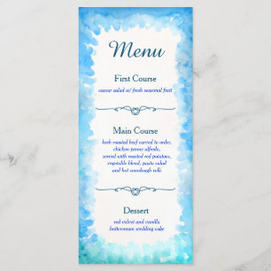 Sea Turtle Theme Custom Menu Cards Blue & Green