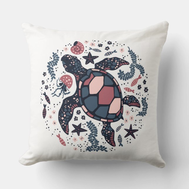 Sea Turtle Throw Pillow (Front)