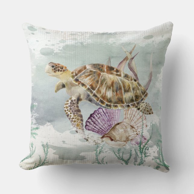 Sea Turtle Throw Pillow (Front)