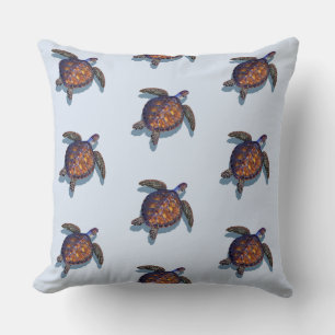 Sea turtle throw pillow reversible