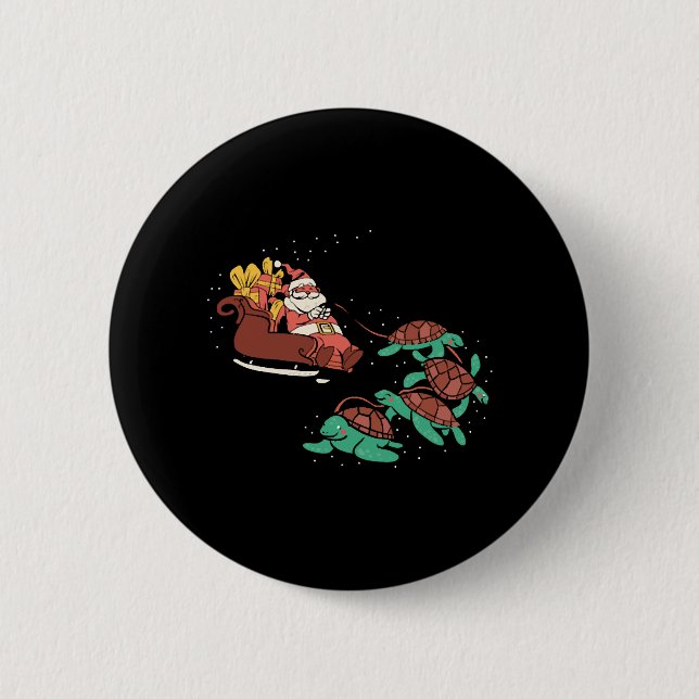 Sea Turtle Tortoise Christmas  2 Inch Round Button (Front)