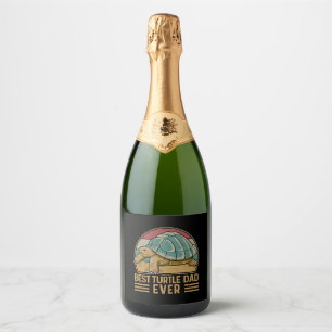 Sea Turtle Tortoise Dad Retro Sparkling Wine Label