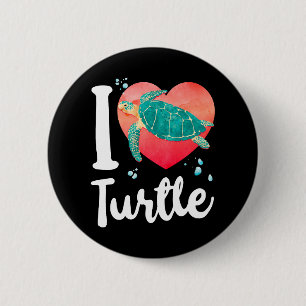 Sea Turtle Tortoise Heart I Love 2 Inch Round Button