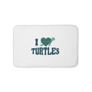Sea Turtle Tortoise Heart I Love Bath Mat
