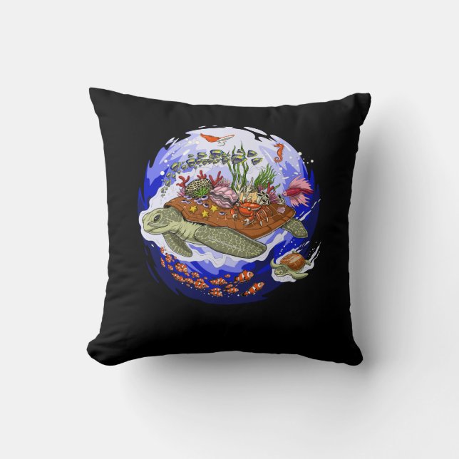 Sea Turtle Tortoise Throw Pillow (Front)