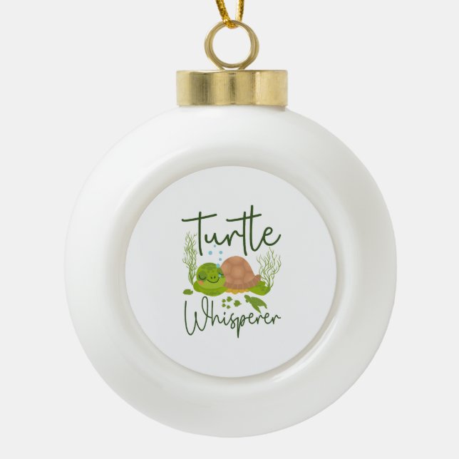 Sea Turtle Tortoise Turtle Ceramic Ball Christmas Ornament (Front)