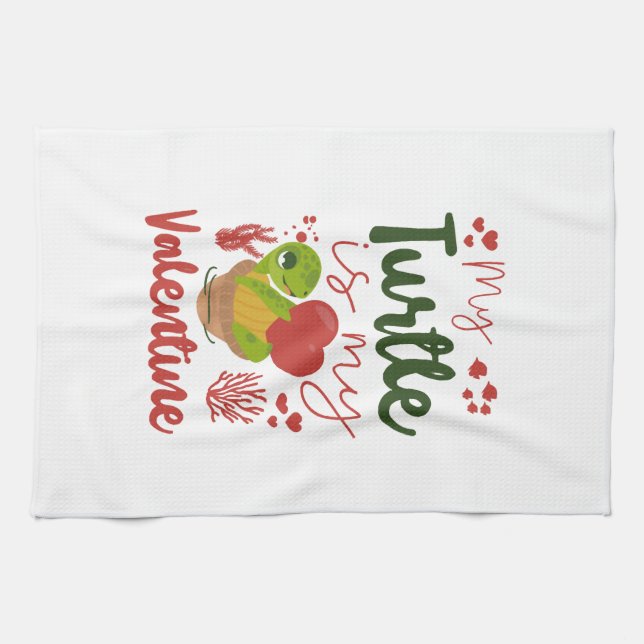Sea Turtle Tortoise Valentines Day Copy Copy Copy Kitchen Towel (Horizontal)