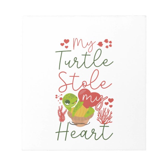Sea Turtle Tortoise Valentines Day Copy Notepad (Front)