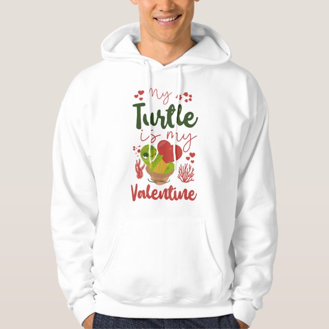 Sea Turtle Tortoise Valentines Day Hoodie (Front)
