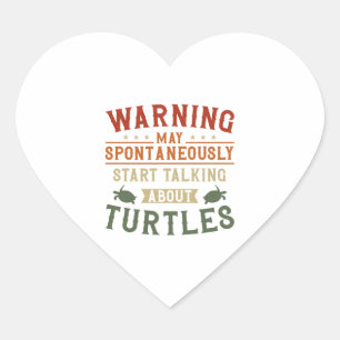 Sea Turtle Tortoise Warning May Heart Sticker