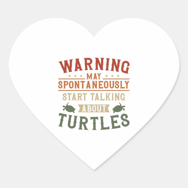 Sea Turtle Tortoise Warning May Heart Sticker (Front)