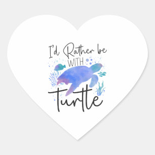 Sea Turtle Tortoise Watercolor I'd Heart Sticker