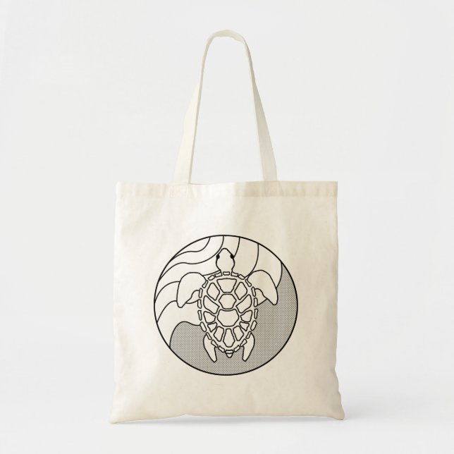 Sea Turtle Tote Bag, Hand Drawn Bag (Front)