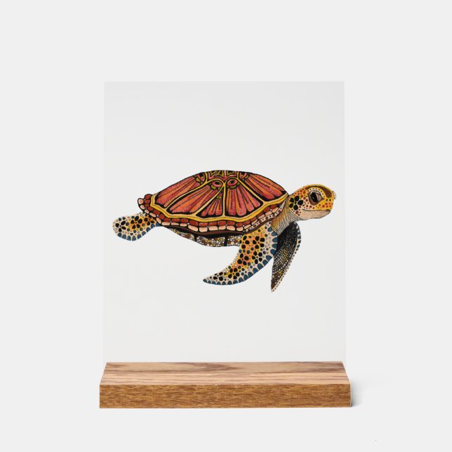 Sea Turtle Totem Animal Acrylic Sign (Front)