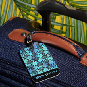 Sea Turtle Tribal Art Pattern Design Luggage Tag
