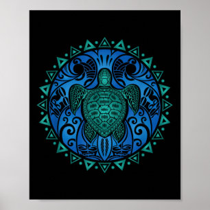 Sea Turtle Tribal Hawaiian Hawaii Turtles Lover Gi Poster
