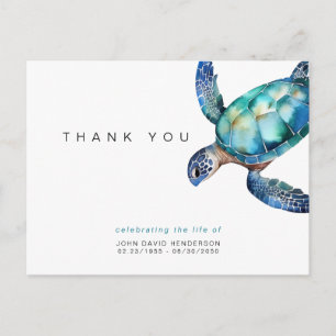 Sea Turtle Tropical Funeral Loss of Life Thank You Postcard