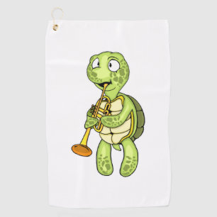 Sea Turtle Trumpet Player Kids Music Orchestra Golf Towel
