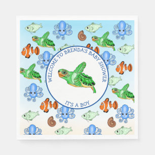 Sea Turtle Under the Sea Themed Baby Shower Napkin