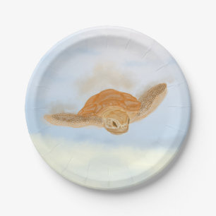 Sea Turtle under Water.  Paper Plate