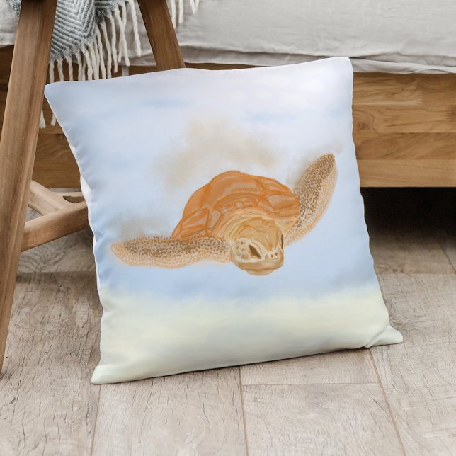 Sea Turtle under Water.  Throw Pillow (Creator Uploaded)