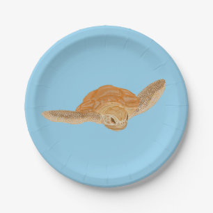 Sea Turtle under Water - transparent.  Paper Plate