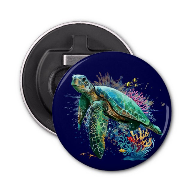 Sea turtle underwater watercolor Style Bottle Opener (Front)