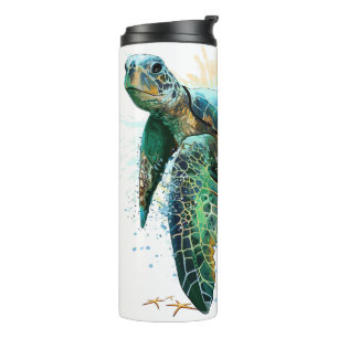 Sea turtle underwater watercolor Style Thermal Tumbler