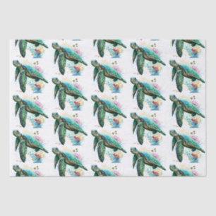 Sea turtle underwater watercolor Style Tissue Paper