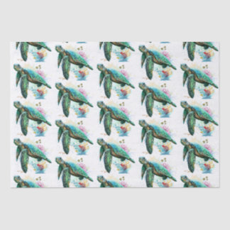 Sea turtle underwater watercolor Style Tissue Paper