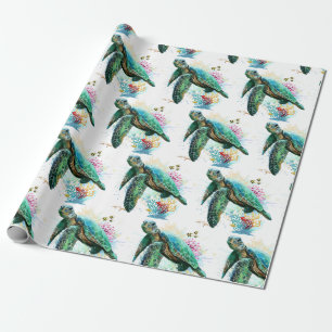 Sea turtle underwater watercolor Style Wrapping Paper