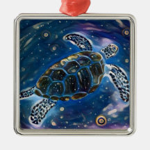 Sea Turtle Universe Watercolor Ornament