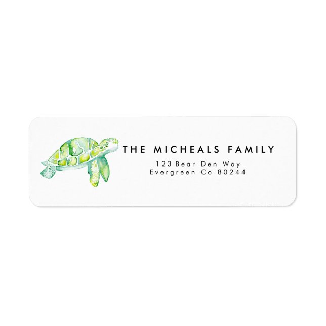 Sea Turtle Watercolor Address Label (Front)