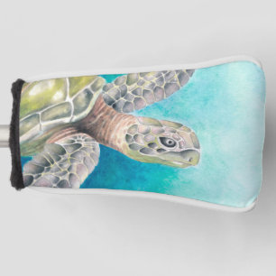 Sea Turtle Watercolor Green Golf Head Cover