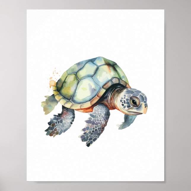 Sea Turtle Watercolor  Poster (Front)